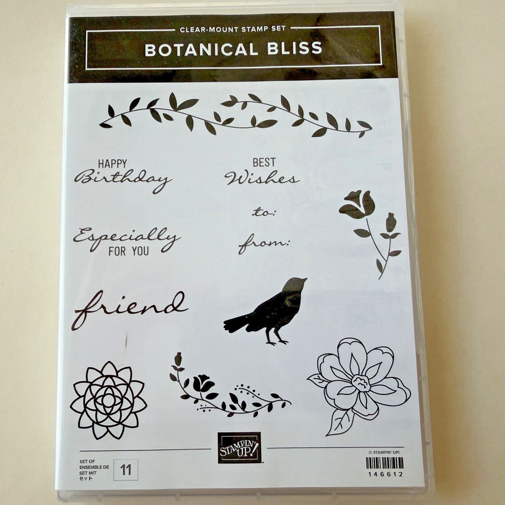 Stampin' Up! Botanical Bliss Cling Stamp Set 146612 Bird Floral Greetings NEW